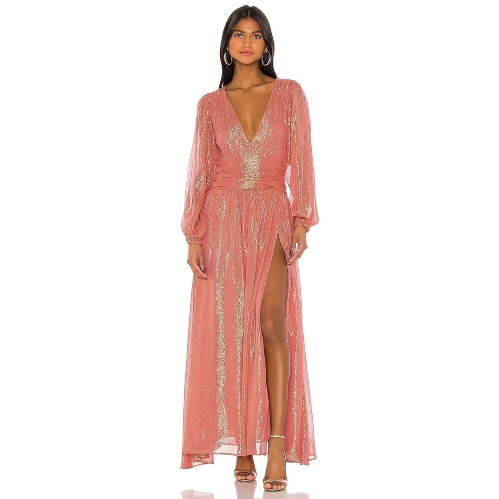 NWT Revolve Jen's Pirate Booty River In The Sky Maxi Dress in Sunset Lurex Small